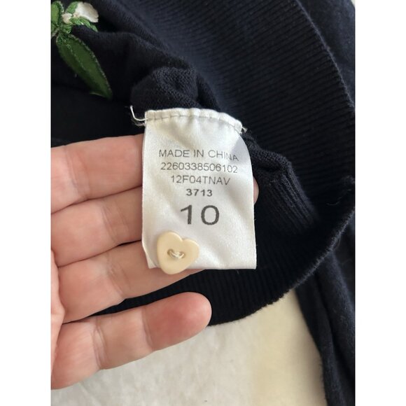 Ladies Cardigan Embroidered Collar Long Sleeve Cherries Navy Size Medium Topshop - Picture 4 of 12